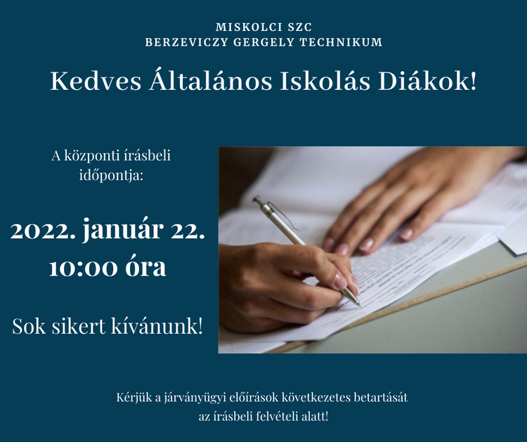 Központi írásbeli vizsga 2022. január 22. 10.00 óra