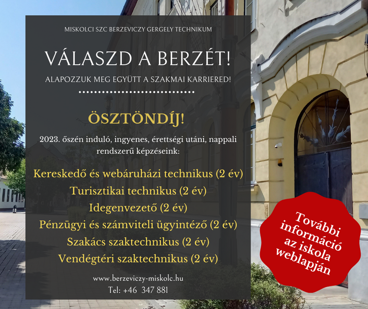 Érettségi utáni, nappali rendszerű két éves képzéseink