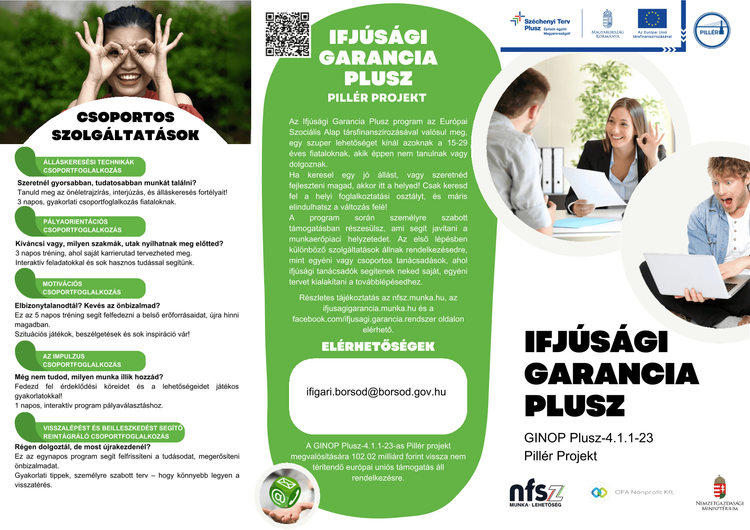  GINOP Plusz 4.1.1 Ifjúsági Garancia Plusz program