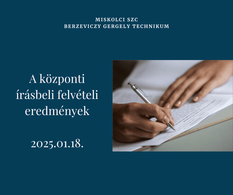 Központi írásbeli felvételi eredmények 2025. január 18.