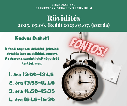 Délutáni oktatás!