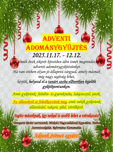 Adventi adománygyűjtés!