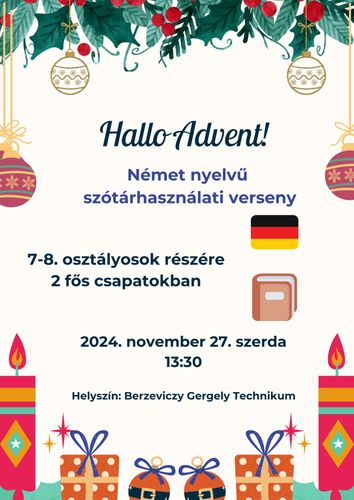 Hallo Advent! - német nyelvű szótárhasználati verseny