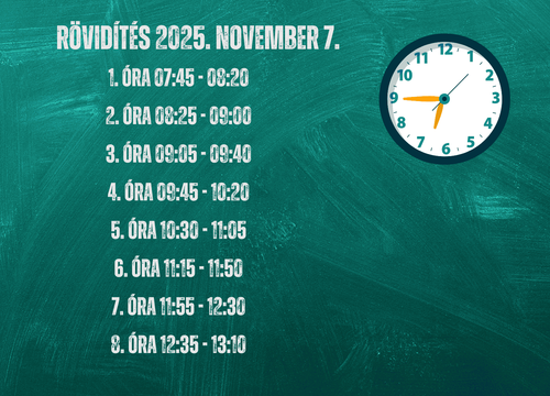2025. november 7. csengetési rend